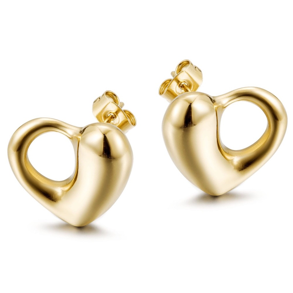 Gold Heart Stud Earrings